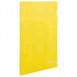 Папка-уголок Brauberg (А4, 150мкм, жесткий пластик) желтая непрозрачная (223968), 15шт.