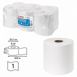 Полотенца бумажные для держателя 1-слойные Лайма M2 Universal White, рулонные, белые, 6 рул/уп
