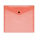 Папка-конверт на кнопке Стамм (А5+, 150мкм, пластик) прозрачная, красная (ММ-32279), 10шт.
