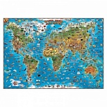 Настенная карта мира для детей, 137x97см