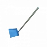 Совок для мусора металлический с деревянной ручкой, синий (ширина рабочей части 18см, длина ручки 75см)