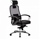 Кресло руководителя Metta Samurai SL-2.02/SL-2.03, кевлар.нить/кожа черная, хром (033011057/z302684158)