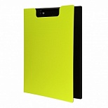 Папка-планшет с крышкой inФОРМАТ (А4, до 70 листов, пластик, с зажимом) черно-зеленый