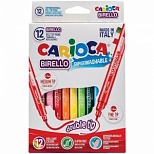 Набор фломастеров 12 цветов Carioca Birello (линия 1-4мм, двусторонние, смываемые) картонная упаковка, 12 уп. (41457)