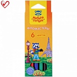 Набор фломастеров 6 цветов Мульти-Пульти "Енот во Франции" (линия 1мм, смываемые) картонная упаковка (WP_10712)