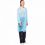 Мед.одежда Халат одноразовый на липучках, голубой, размер 60-62, XXXL, 10шт.