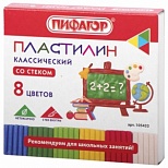 Пластилин 8 цветов Пифагор Школьный, 120г, со стеком (105433), 48 уп.