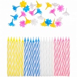 Свечи для торта с держателями MESHU "Мини", 2-х цветные, 5,5см, 24шт., блистер (MS_32371), 24 уп.