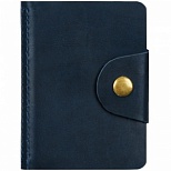 Визитница карманная OfficeSpace (на 18 визиток, натур.кожа, 100х70мм, на кнопке) темно-синий (312566)