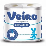 Бумага туалетная 2-слойная Veiro "Домашняя", тиснение, белая, 15м, 4 рул/уп (1С24)