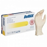 Перчатки одноразовые латексные смотровые DeMax, нестерильные, неопудренные, белые, размер M, 50 пар в упаковке