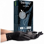 Перчатки одноразовые нитриловые смотровые Benovy Nitrile MultiColor, размер S, черные, 50 пар в упаковке