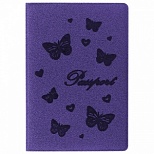 Обложка для паспорта Staff, бархатный полиуретан, тиснение "Бабочки", фиолетовая, 5шт. (237618)