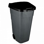 Контейнер для мусора 110л PlastTeam, пластик черный, с крышкой, на колесах (PT9957)