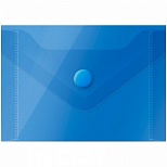 Папка-конверт на кнопке OfficeSpace (А7 (74x105мм), 150мкм, пластик) полупрозрачная синяя, 20шт (267537)