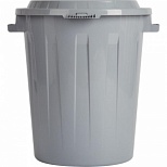 Контейнер-бак для мусора 60л, пластик, серый с крышкой