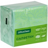 Салфетки бумажные 24x24см, 1-слойные OfficeClean, зеленые, 100шт. (255443), 30 уп.