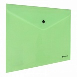 Папка-конверт на кнопке Brauberg Pastel (А4, 180мкм, до 100 листов, пластик) непрозрачная мятная, 30шт. (270477)