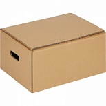 Короб картонный с ручками и клапанами внахлест 400x300x200мм, картон бурый П-32, 10шт.