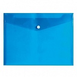 Папка-конверт на кнопке inФОРМАТ (А5, 180мкм, пластик) прозрачная синяя