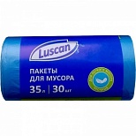 Пакеты для мусора 35л, Luscan (48х58см, 8мкм, синие) ПВД, 30шт. в рулоне
