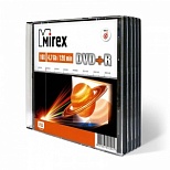 Оптический диск DVD+R Mirex 4.7Gb, 16x, slim case, 5шт.