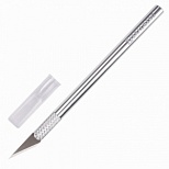 Нож-скальпель канцелярский 8мм Brauberg (металлический корпус, 5 лезвий в комплекте) серебристый (235405), 24шт.