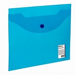 Папка-конверт на кнопке Staff (А5, 150мкм, пластик) прозрачная синяя, 50шт. (270466)
