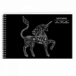 Блокнот для зарисовок А5, 20л Listoff "Unicorn" (250х170мм, евроспираль, картон, фольга)