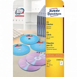 Этикетки для CD/DVD Avery Zweckform L7676-25 (А4, 2шт. на листе А4, d=117мм, 25 листов, белые матовые)
