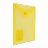 Папка-конверт на кнопке Brauberg (А6, 105х148мм, 180мкм, пластик) желтая (227319)