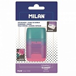 Точилка ручная пластиковая с ластиком Milan Compact Sunset (2 отверстия, с контейнером, 67х40х25мм) (BYM10423)