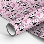 Бумага упаковочная MESHU "PandaGift_Pink", 90 г/кв.м, 70x100см, глянцевая (MS_46387)