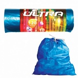 Пакеты для мусора 120л, КБ "Ultra" (70x110см, 30мкм, синие) ПВД, 10шт. в рулоне, с завязками (1725), 35 уп.