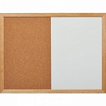 Доска пробковая/магнитно-маркерная Attache (45x60см, деревянная рама, коричневая/белая)