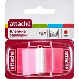 Клейкие закладки пластиковые Attache, красный по 25л., 25х45мм