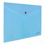 Папка-конверт на кнопке Brauberg Pastel (А4, 180мкм, до 100 листов, пластик) непрозрачная аквамарин, 30шт. (270474)