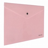 Папка-конверт на кнопке Brauberg Pastel (А4, 180мкм, до 100 листов, пластик) непрозрачная персиковая, 30шт. (270476)