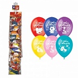 Воздушные шары Поиск "С Днём рождения", 5шт., 12" (30см), набор цветов, пастель+декоратор, 12 уп. (4690296054328)