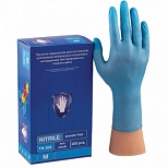 Перчатки одноразовые нитриловые смотровые S&C LN303, нестерильные, голубые, размер M, 100 пар в упаковке (LN303)