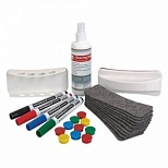 Набор принадлежностей для магнитно-маркерных досок "2х3" (4 маркера, держатель, чистящее средство, стиратель, салфетки) (AS111)