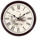 Часы настенные аналоговые Troyka 88884888, круглые, 31x31x5, коричневая рамка (88884888)