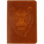 Обложка для паспорта Кожевенная мануфактура, натур. кожа, "Тигр 2", коричневый (Оbl_11128)