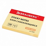 Стикеры (самоклеящийся блок) Brauberg, 76x102мм, желтый, 100 листов (122691)