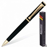 Ручка шариковая автоматическая Brauberg Perfect Black (бизнес-класса, корпус черный, золотистые детали, синий цвет чернил) 25шт. (141416)