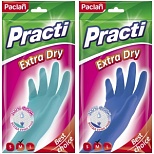 Перчатки резиновые Paclan Practi Extra Dry, с хлопковым напылением, 100% флок, размер M, 1 пара (407340)