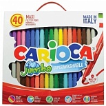 Набор фломастеров 40 цветов Carioca Jumbo (линия 2-6мм) картон с ручкой (41257)