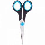 Ножницы OfficeSpace 140мм, симметричные ручки, черные с синими вставками, ПВХ-чехол (264900)