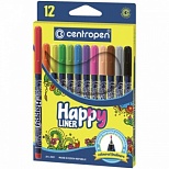 Набор капиллярных ручек Centropen Happy Liner (0.3мм, круглые, 12 цветов) 12шт., 10 уп. (2 2521 1202)