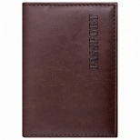 Обложка для паспорта Staff, экокожа, мягкая изолоновая вставка, тиснение "Passport", коричневая